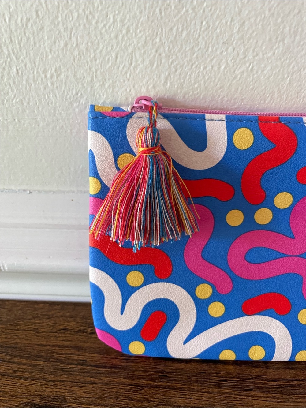 Ipsy Colorful Abstract Tassel Make Up Bag - Blue, Pink, Red, Yellow, White - Picture 3 of 5